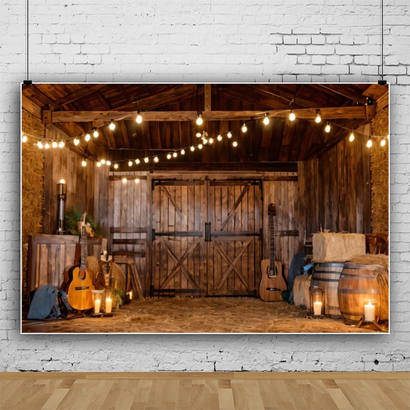 OFILA Western Farm Barn Backdrop 10x8ft Fabric Rustic Cowboy Birthday Party Decoration Background Country Concert Events Cowboy Cowgirl Party Backdrop Rural Music Festival Background - Image 3