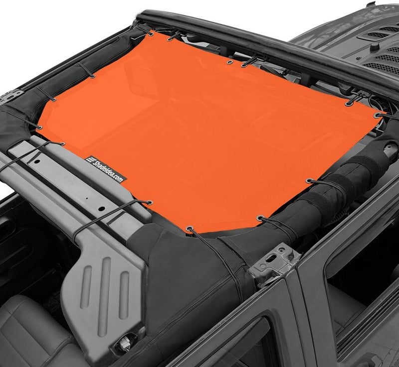 Shadeidea JK Sun Shade Top for Jeep Wrangler JKU (2007-2018) - Orange Soft Mesh Roof Cover - Image 1
