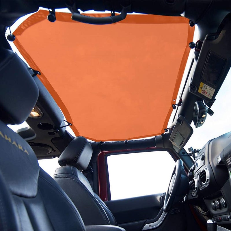 Shadeidea JK Sun Shade Top for Jeep Wrangler JKU (2007-2018) - Orange Soft Mesh Roof Cover - Image 2