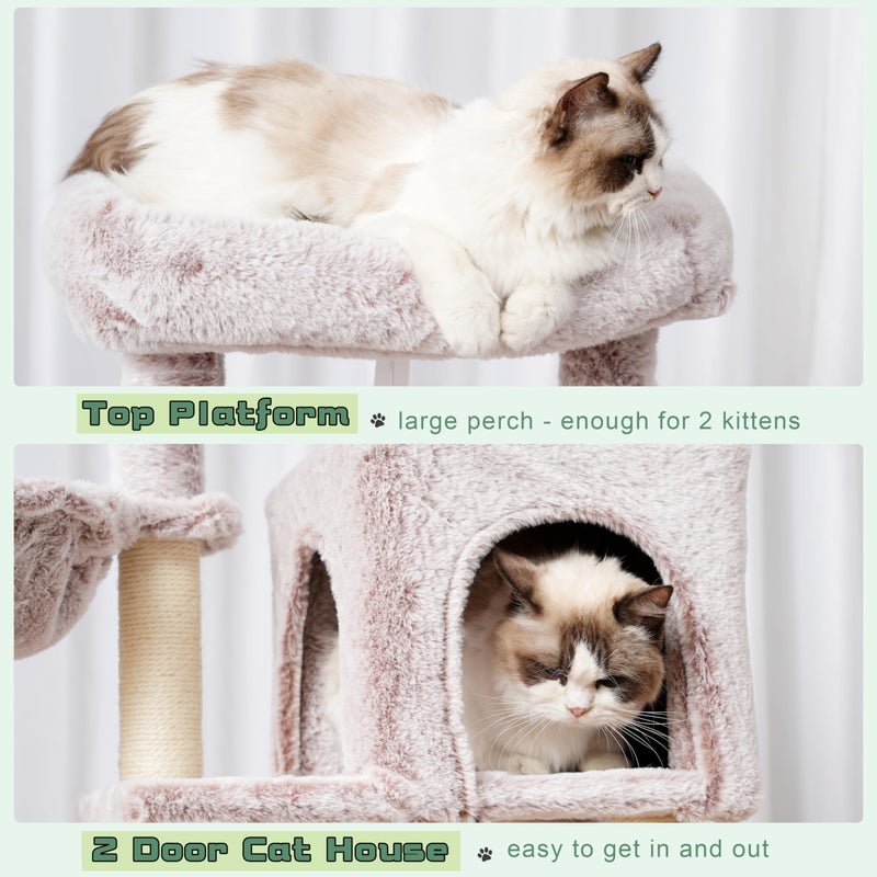 Gitelsnour Cat Tree, Cat Tower for Indoor Cats, 43.3 inch Cat Tree Tower with Sturdy Steel Tube, Cat Hammock, Cat Condo for Small Cats and Kittens, Cat Scratching Post, Muchroom GCT004SMU - Image 5