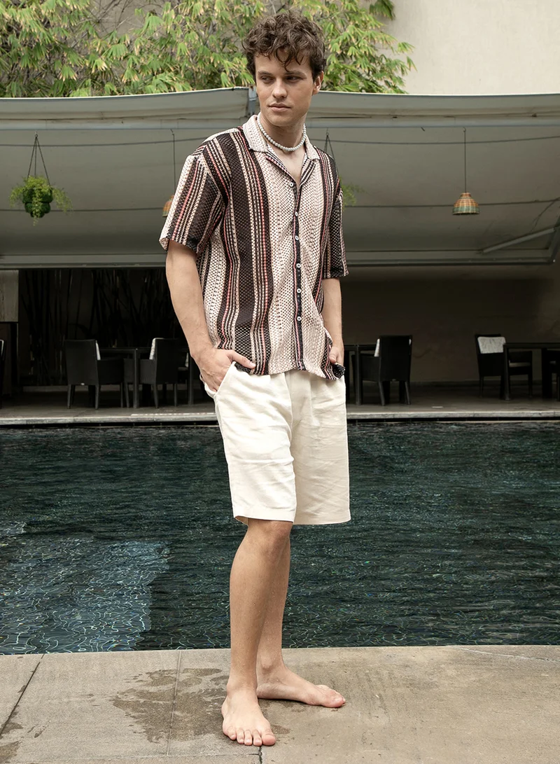 Campus Sutra Men's Multicolour Multitrack Knit Oversized Shirt
