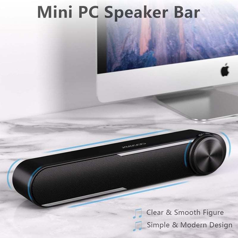جيكو سماعات جيكو A30 السلكية للكمبيوتر، شريط صوتي للشاشة - صوت نقي، تعمل بالطاقة عبر USB مع مدخل AUX 3.5 مم، تحكم كبير في مستوى الصوت - متوافقة مع أجهزة الكمبيوتر المحمولة والأجهزة اللوحية - Image 2