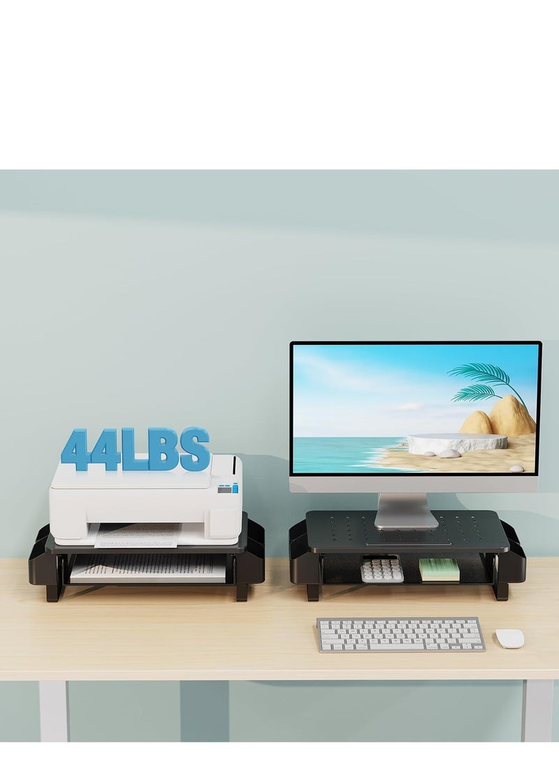 TRASSLE Monitor Stand Riser with Drawer,Monitor Riser with Side Storage Pockets for Desk,Metal Monitor Stand for Laptop,PC Screen,Printer,Computer Monitor Stand for Home Office  - Image 4