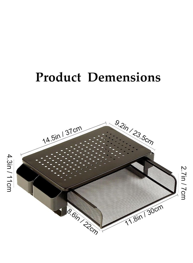 TRASSLE Monitor Stand Riser with Drawer,Monitor Riser with Side Storage Pockets for Desk,Metal Monitor Stand for Laptop,PC Screen,Printer,Computer Monitor Stand for Home Office  - Image 3