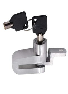 Generic Safety Lock And Anti-Theft Protection, Stainless Steel Small Disc Lock For Motorcycles, Scooters, Swivel Wheel Brake Lock And Others-Silver Color Angle  - Image 1