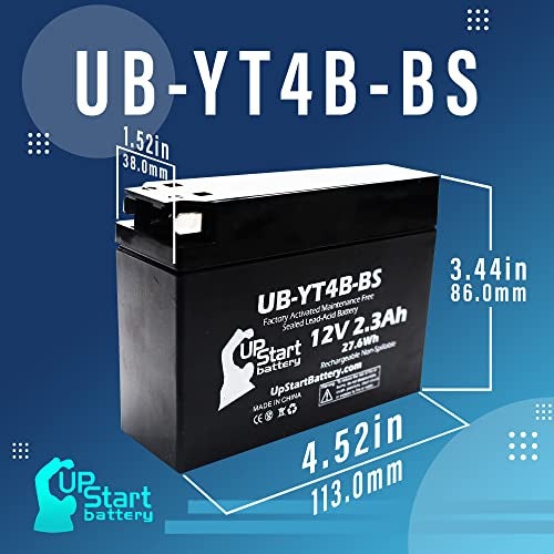UpStart Battery YT4B-BS Battery Replacement (2.3Ah, 12v, Sealed) Factory Activated, Maintenance Free Battery Compatible with - 2015 Yamaha SR400, 2008 Suzuki DR-Z70, 2009 Suzuki DR-Z70, 2006 Yamaha TTR50E - Image 4