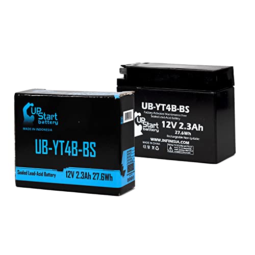 UpStart Battery YT4B-BS Battery Replacement (2.3Ah, 12v, Sealed) Factory Activated, Maintenance Free Battery Compatible with - 2015 Yamaha SR400, 2008 Suzuki DR-Z70, 2009 Suzuki DR-Z70, 2006 Yamaha TTR50E - Image 1