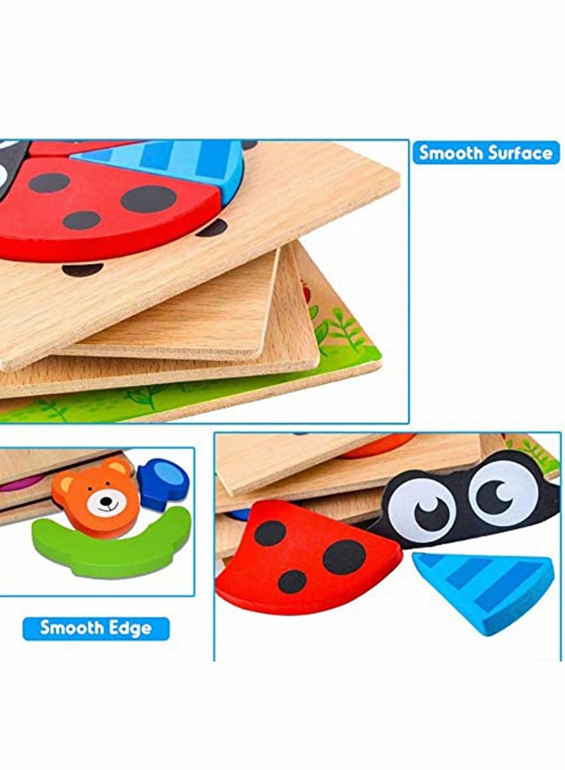 SYOSI Puzzles 4 Sets Cartoon Animal Colorful Jigsaw Puzzles for Toddler Wooden Puzzle Early Educational Toy Gift for Boys Girls 1 2 3 Years Old - Image 5