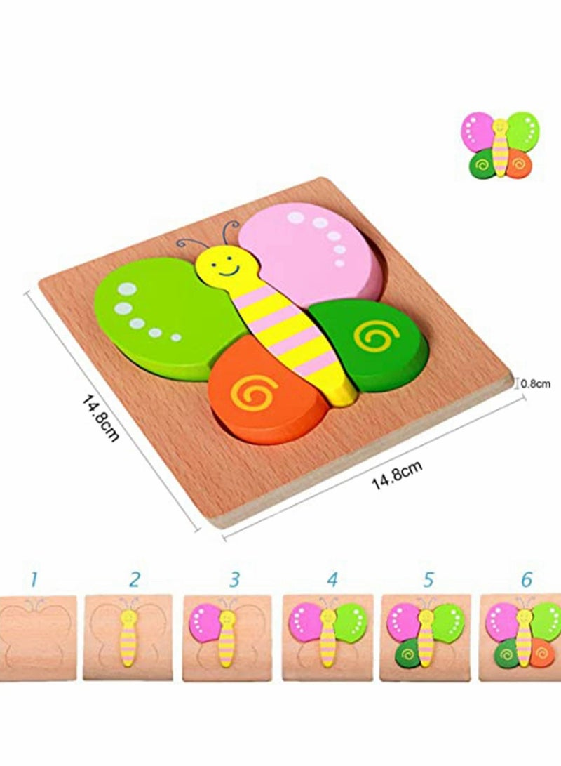 SYOSI Puzzles 4 Sets Cartoon Animal Colorful Jigsaw Puzzles for Toddler Wooden Puzzle Early Educational Toy Gift for Boys Girls 1 2 3 Years Old - Image 4