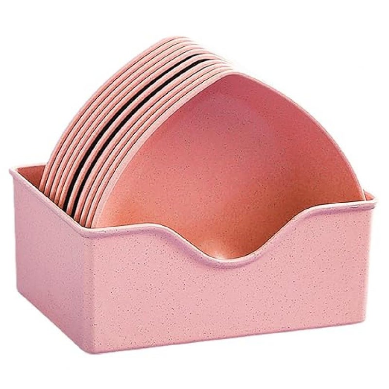 Krivety 10 Pack 6 Inch Heart Shape Mini Dipping Sauces Bowls Unbreakable Wheat Straw Small Snack Dessert Dishes Salad Plates for Sushi Side Dish Fruit Appetizer Cake Pink - Image 1