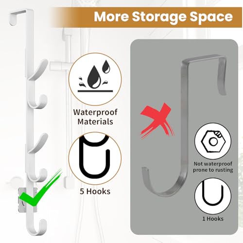 Kaiferty Over The Door Hooks Metal Door Hooks for Hanging Over The Door Purse Organizer for Door Coat Hanger Back of Shower for Hanging Towel Rack Clothes Hat Bathroom Closet White2Packs - Image 3