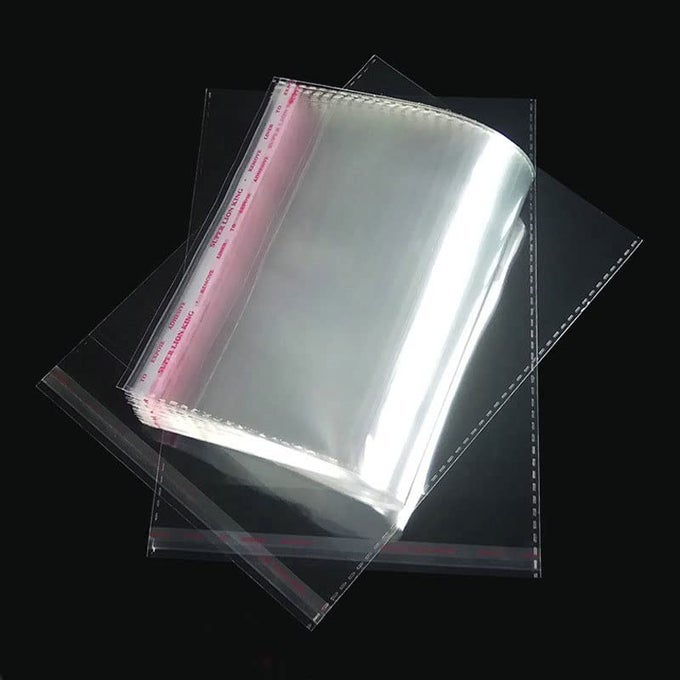 PLASTIC POLYTHENE CLEAR TRANSPARENT BAGS SELF ADHESIVE BOPP RESEALABLE PLASTIC POUCH BAGS FOR SHIRTS JEWELLERY PACKAGING PACK OF 100 12 X 16 INCH