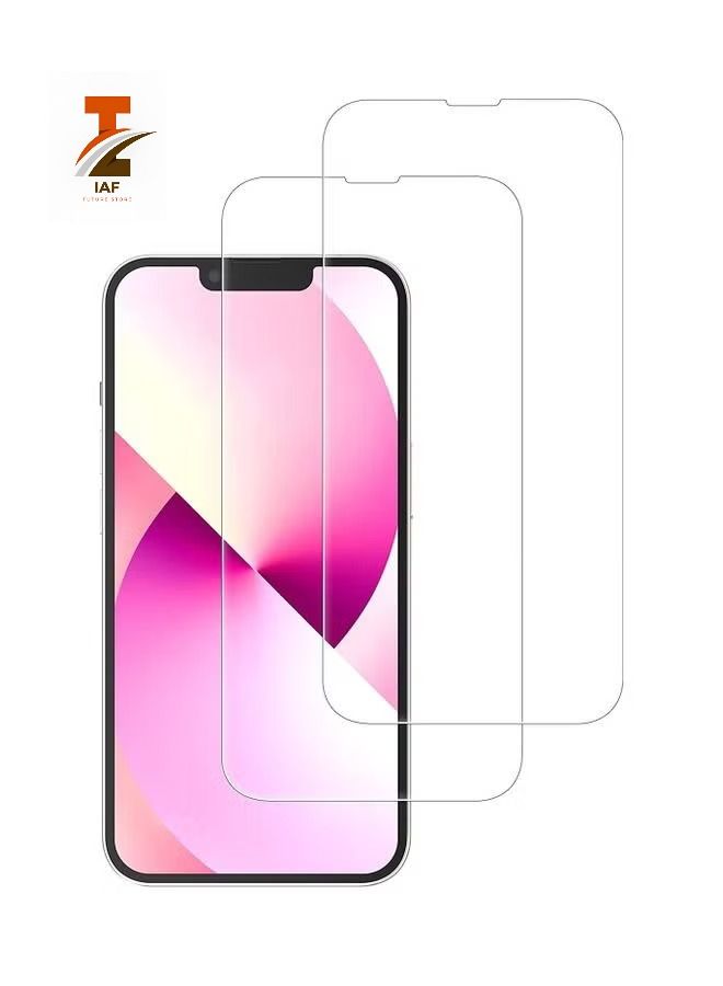 إيف واقي شاشة زجاجي مقوى لهاتف آيفون 14 بلس 13 برو ماكس قطعتين شفاف - Image 1