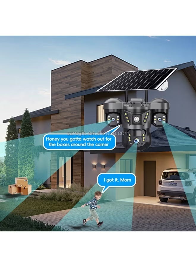 TIGER V380 RGSP29-4G Triple-Lens 6MP Solar Security Camera – Outdoor Wireless 4G SIM CCTV with AI Human Detection, Two-Way Audio, Pan-Tilt Control, Night Vision, IP66 Waterproof Design, Cloud & SD Storage, Remote Monitoring for Home, Garden, Office, and Commercial Use - Image 3