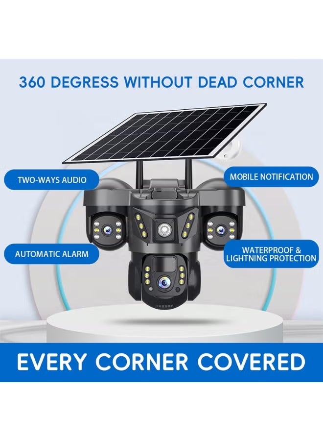 TIGER V380 RGSP29-4G Triple-Lens 6MP Solar Security Camera – Outdoor Wireless 4G SIM CCTV with AI Human Detection, Two-Way Audio, Pan-Tilt Control, Night Vision, IP66 Waterproof Design, Cloud & SD Storage, Remote Monitoring for Home, Garden, Office, and Commercial Use - Image 2