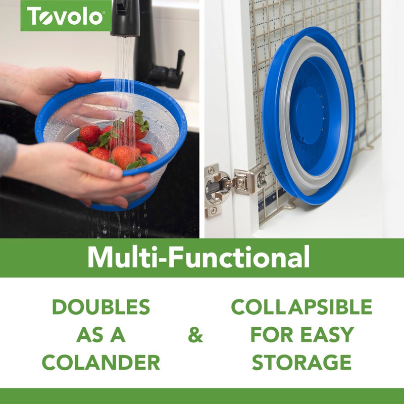 Tovolo غطاء ميكروويف توفولو للطعام، صغير (أزرق) - غطاء سيليكون قابل للطي ومهوى - غطاء طبق وأطباق ميكروويف مع مقبض - أداة مطبخ خالية من BPA لتحضير الوجبات - Image 4