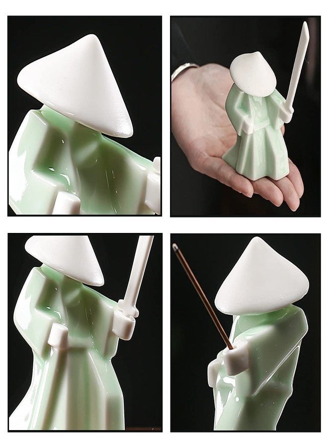 LYART Tea Pet Warrior Statue Figurine Tea Ornament Accessories Cute Kung Fu Tea Ceramic Sculpture Decoration Gift for Tearoom Home Office Children's Day Gift for Tea Lover 1pcs(Green) - Image 5