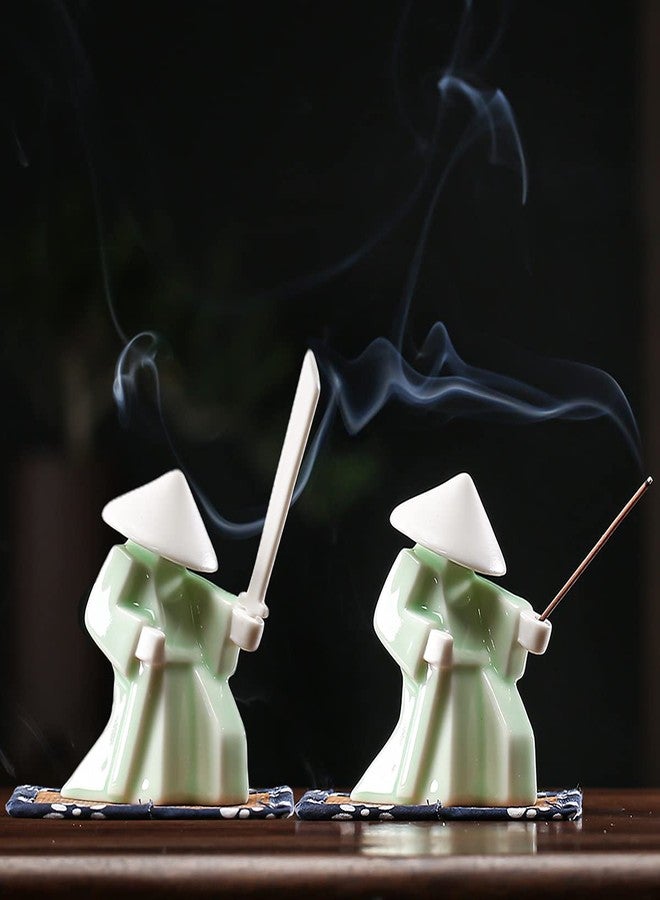 LYART Tea Pet Warrior Statue Figurine Tea Ornament Accessories Cute Kung Fu Tea Ceramic Sculpture Decoration Gift for Tearoom Home Office Children's Day Gift for Tea Lover 1pcs(Green) - Image 2