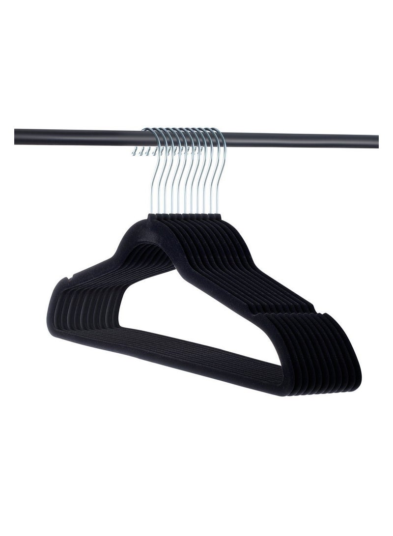 BLOOMING TIME Luxury Velvet Hangers with non-slip surface ironing 360° rotating hook black(100pc) - Image 4