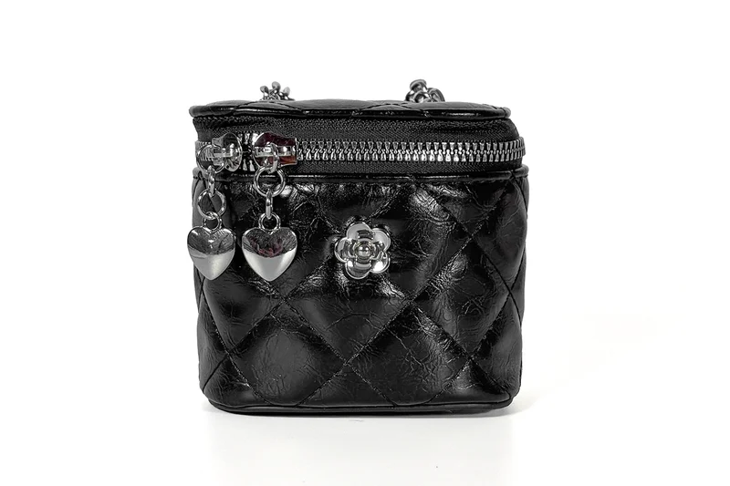 Cuple Faux leather rect handbag with heart-shaped charms