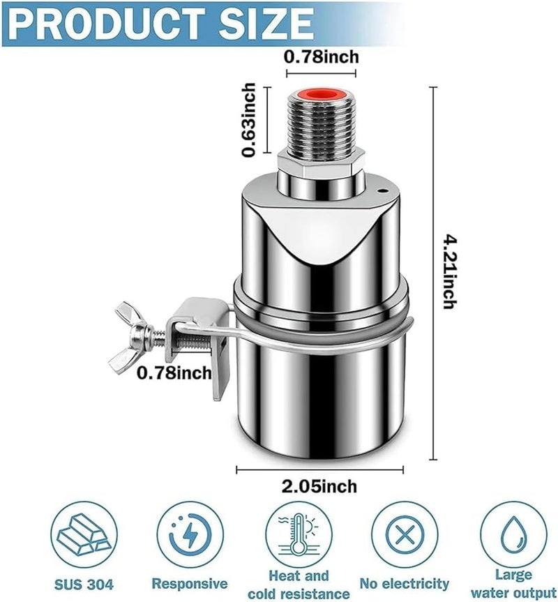 Stainless Steel 1 2 Inch Automatic Water Level Control Valve Float Ball For Pool Tank - Image 5