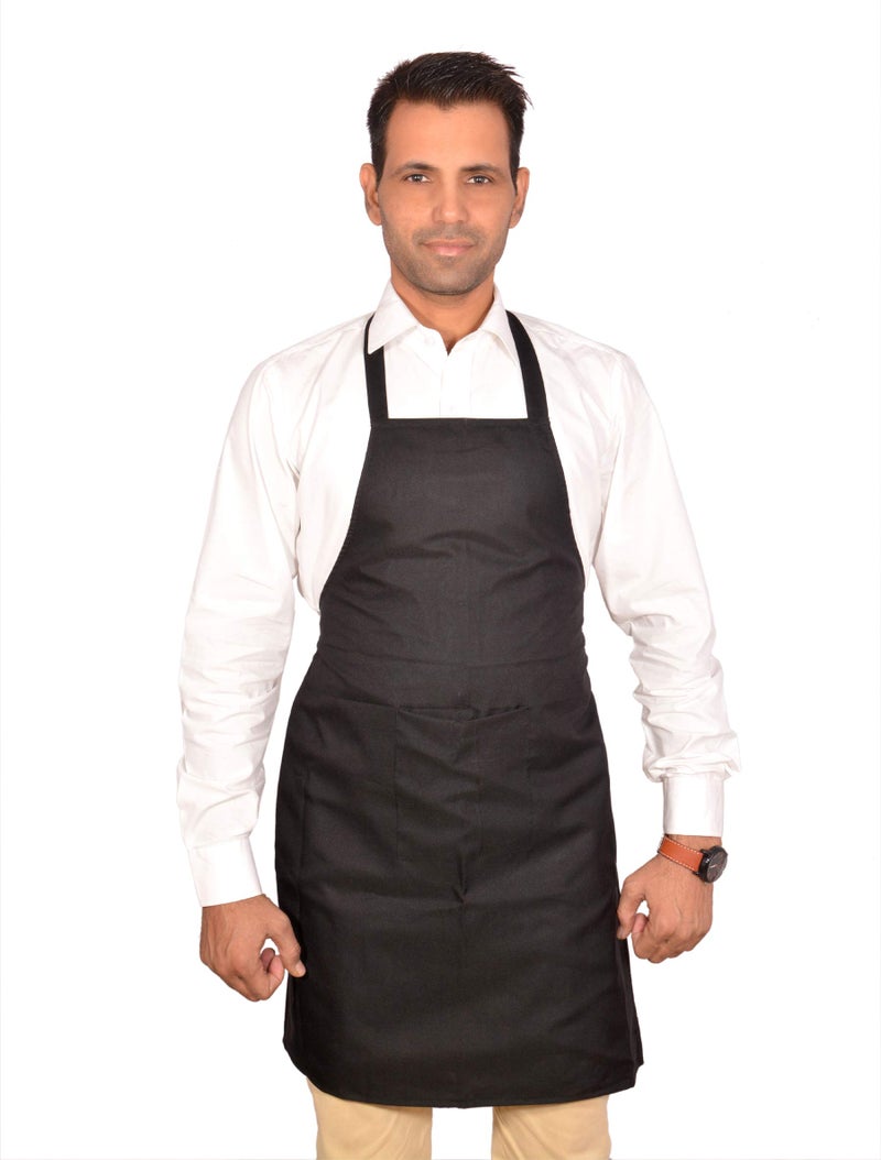 Switchon Polyester Waterproof Black Chef Apron with Front Pocket | Multi-Purpose Cooking, Baking, Gardening, Artwork & Salon | Free Size Unisex Kitchen for Home, Café, Hotel & Restaurant - Image 1