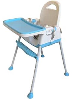 Baby Nora 4-In-1 Folding High Chair, Adjustable Height And Footrest - Booster Seat With Tray And Seat Belt 6 Months To 4 Years (Blue)