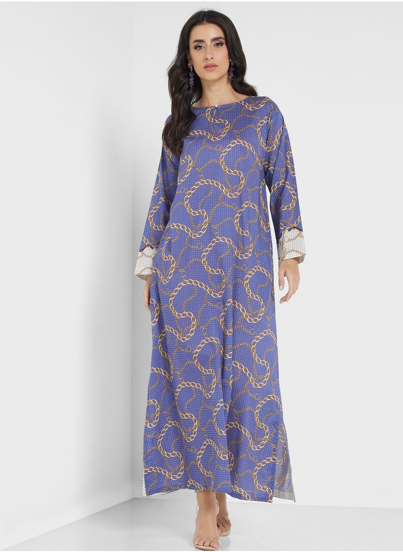 Nishat Linen - Side Slit Printed Jalabiya - Image 1