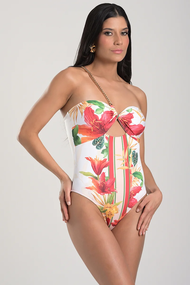 Asymmetric Printed Swimsuit