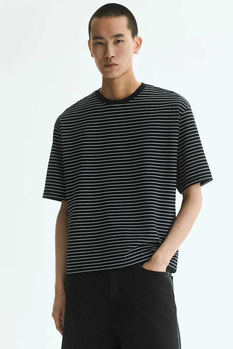 H&M  Relaxed Fit Boxy cotton T-shirt for Men | Best Price UAE