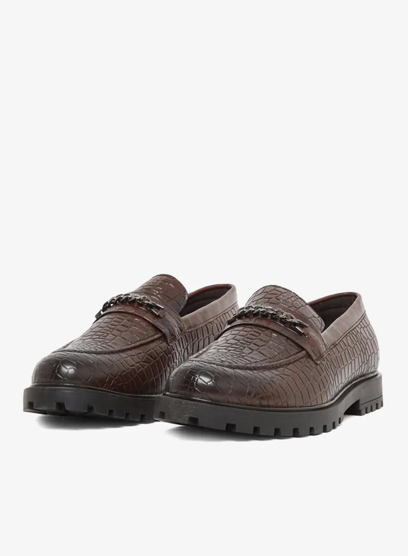 ستايلي لوفرز ستايلي سميك بسلسلة بنقشة جلد التمساح