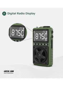 GREEN LION Voyager Portable Radio with Bluetooth Speaker and Flashlight / Digital Radio Display / Lock & Sleep Function / Earphone Jack 3mm / Micro SD / Compact & Potable for Outdoor and Camping - Green  - Image 4