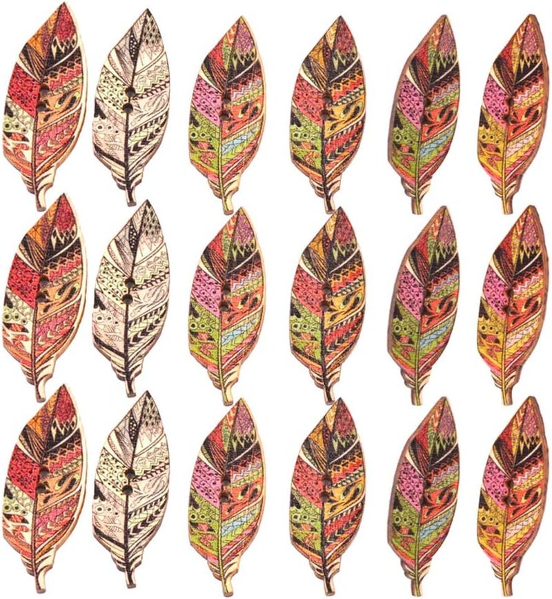 klarako 100pcs Leaves Decor Vintage Scrapbook Decorative Wood Button Assorted Buttons Vintage Buttons Red Button Woodsy Decor Antique Decor Clothes Buttons Manual Wooden Do It Yourself - Image 1