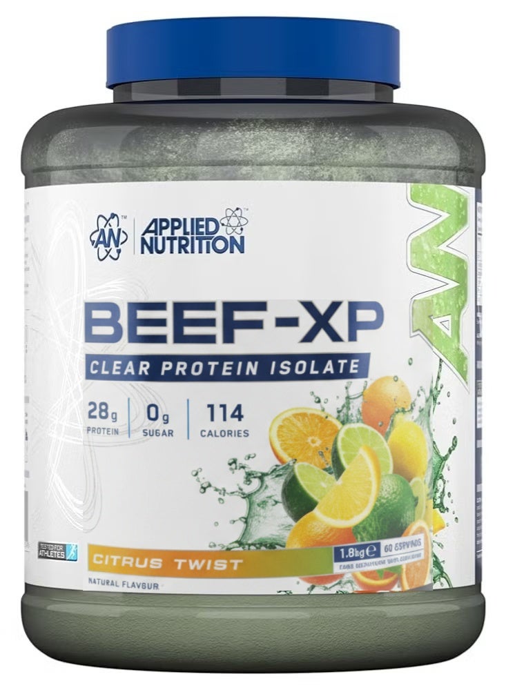 Applied Nutrition تغذية مطبقة لحم البقر XP - بروتين لحم بقر هيدروليزيد نقي، بنكهة عصير الفواكه، مسحوق بروتين لحم بقر خالي من الألبان، خالي من اللاكتوز، بدون سكر، منخفض الدهون، 1.8 كجم - 60 حصة (تويست الحمضيات) - Image 2