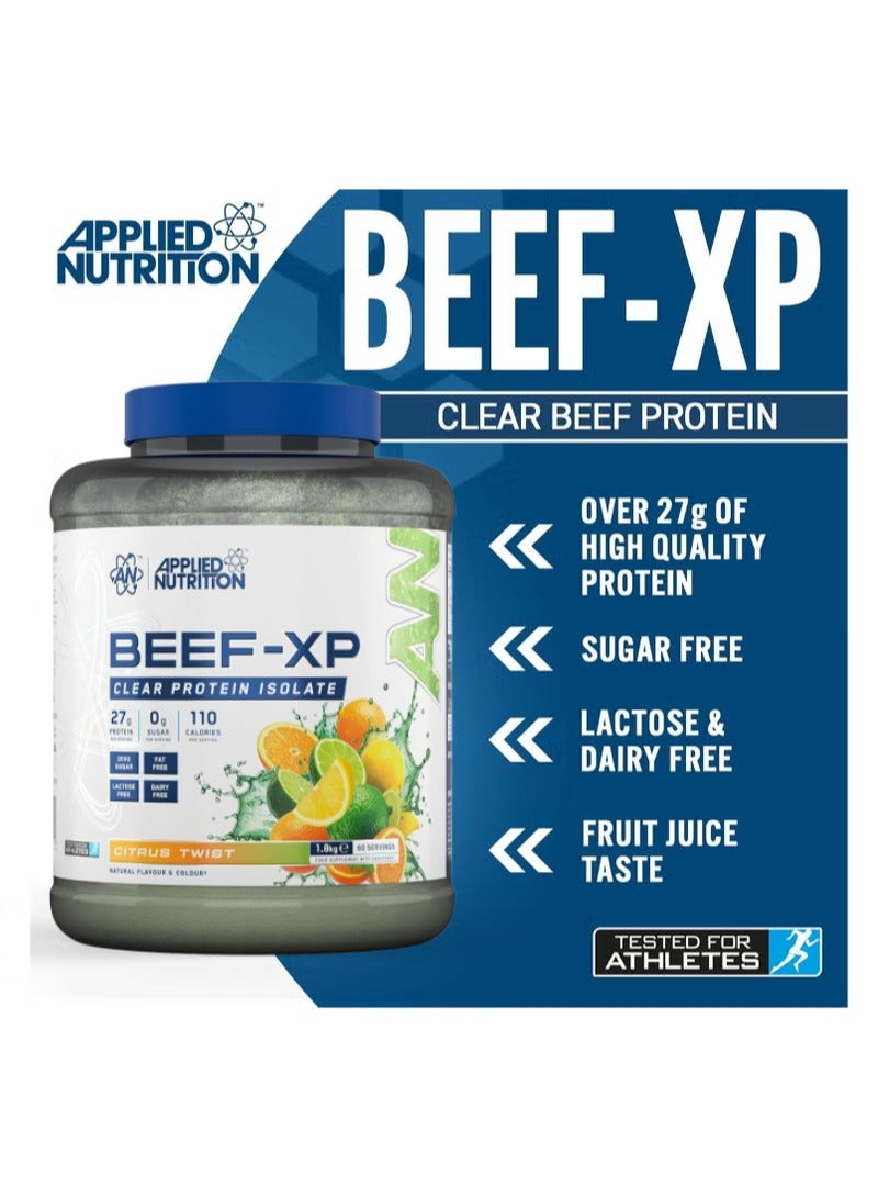 Applied Nutrition تغذية مطبقة لحم البقر XP - بروتين لحم بقر هيدروليزيد نقي، بنكهة عصير الفواكه، مسحوق بروتين لحم بقر خالي من الألبان، خالي من اللاكتوز، بدون سكر، منخفض الدهون، 1.8 كجم - 60 حصة (تويست الحمضيات) - Image 3