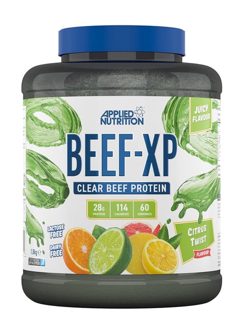 Applied Nutrition Beef XP - Clear Hydrolysed Beef Protein Isolate, Fruit Juice Style, Dairy Free Beef Protein Powder, Lactose Free, Zero Sugar, Low Fat, 1.8kg - 60 Servings (Citrus Twist)