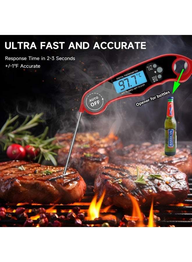Meat Thermometer Digital - Instant Read Food Thermometer for Cooking, Grilling & BBQ, Waterproof Kitchen Thermometer with Backlit LCD & Adjustable Probe (Fast & Accurate) - Image 3
