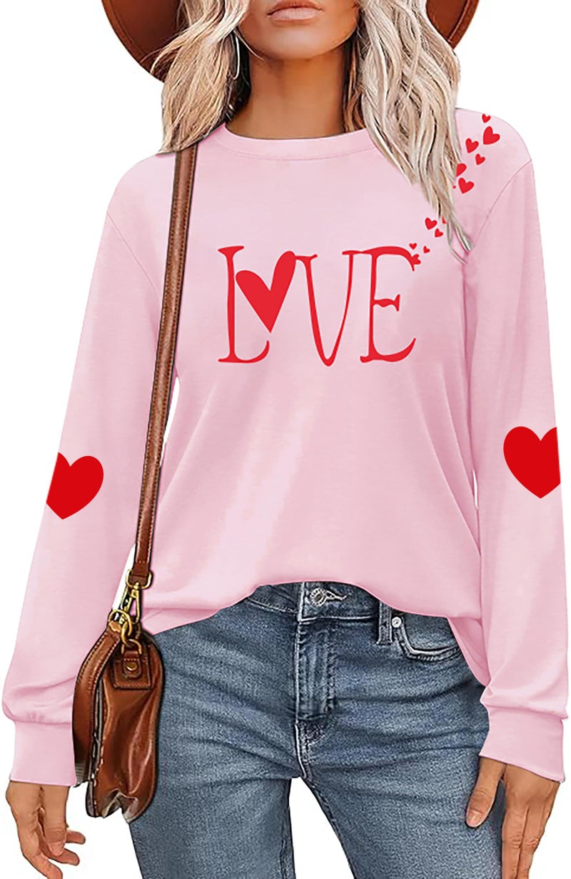 CAZYCHILD Valentines Day Shirt for Women: Love Heart Graphic Long Sleeve Valentine Pullover Tops Casual Valentines Gifts - Image 1