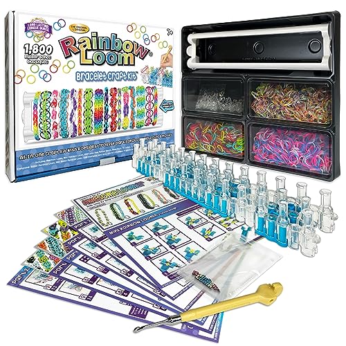 Rainbow Loom Bracelet Craft Kit Features Carrying Case 8 Bracelet Instructions Bracelet Display Rack 1800 Colorful Bands Make Up to 72 Bracelets for Boys and Girls 7 - Image 1