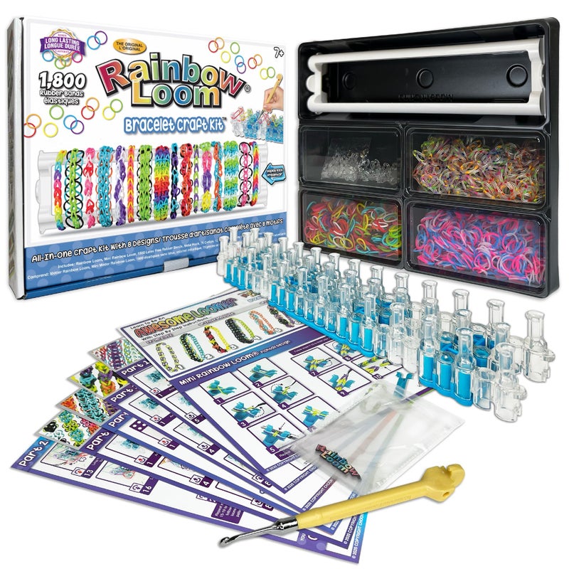 Rainbow Loom Bracelet Craft Kit Features Carrying Case 8 Bracelet Instructions Bracelet Display Rack 1800 Colorful Bands Make Up to 72 Bracelets for Boys and Girls 7 - Image 2