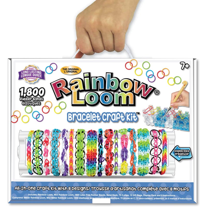 Rainbow Loom Bracelet Craft Kit Features Carrying Case 8 Bracelet Instructions Bracelet Display Rack 1800 Colorful Bands Make Up to 72 Bracelets for Boys and Girls 7 - Image 3