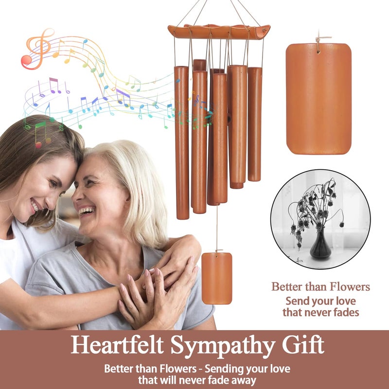 Virekm Wind Chimes For Outside  Sympathy Wind Chimes Bamboo Windchimes Outdoors With Natural Sounds  Gifts For Mom  Indoor Outdoor Decorations For Patio Porch Garden And Backyard - Image 3