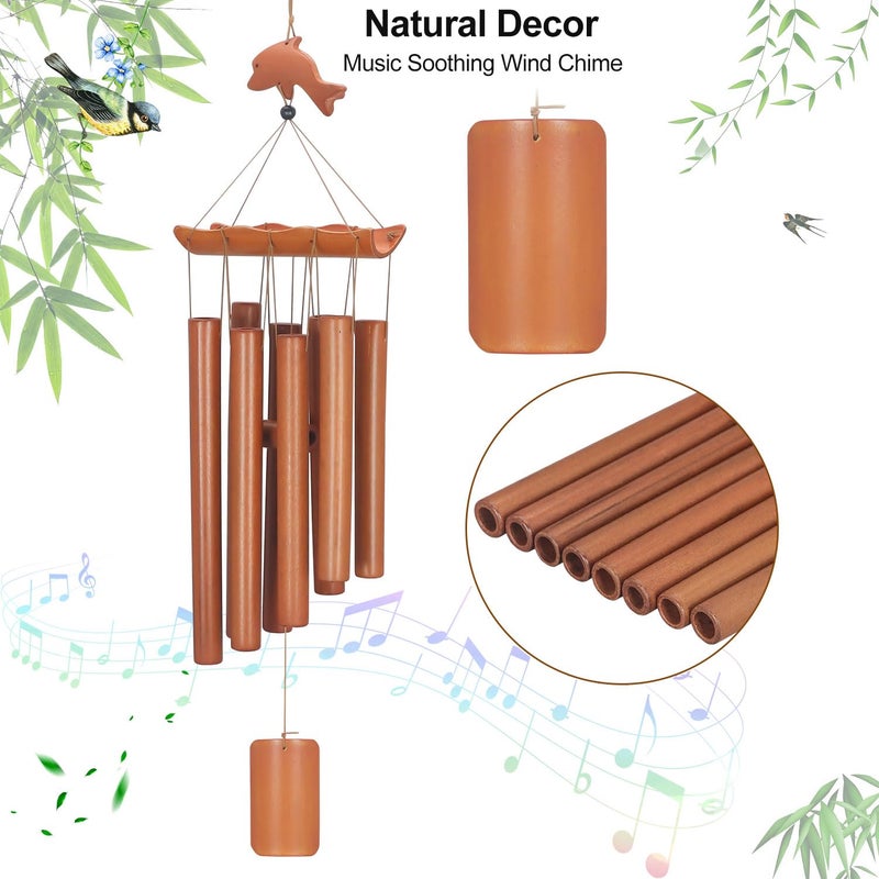 Virekm Wind Chimes For Outside  Sympathy Wind Chimes Bamboo Windchimes Outdoors With Natural Sounds  Gifts For Mom  Indoor Outdoor Decorations For Patio Porch Garden And Backyard - Image 2
