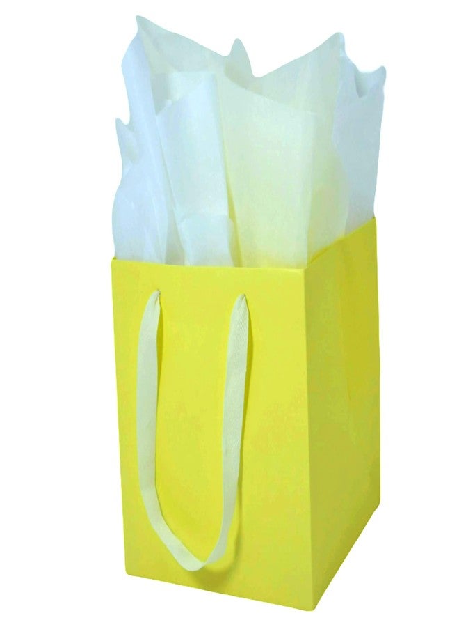 JUNESHE 2 Pack Medium Square Gift Bags with Handles & Tissue Paper, 7.87 inch Yellow Paper Bag for Birthday Party Favors Baby Bridal Shower Presents Wedding Anniversary - Image 1