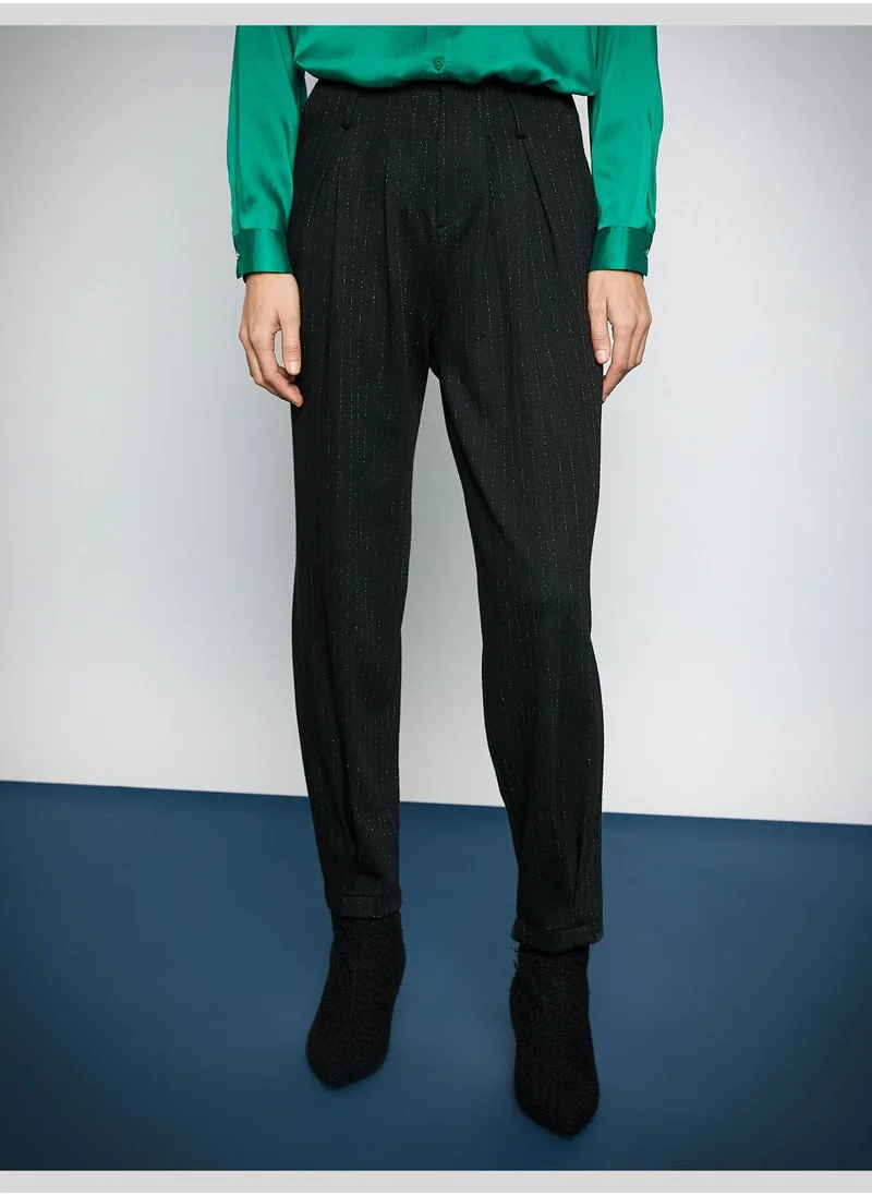 كوتون Silvery Pleated Carrot Trousers