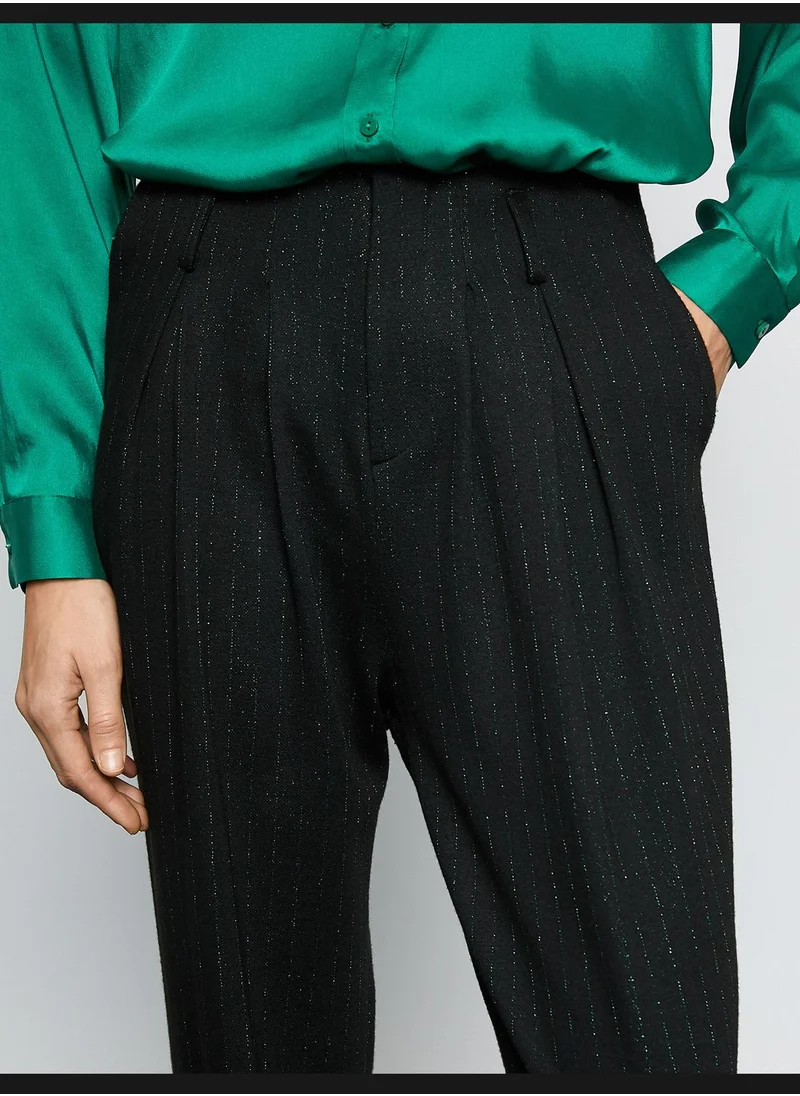 كوتون Silvery Pleated Carrot Trousers