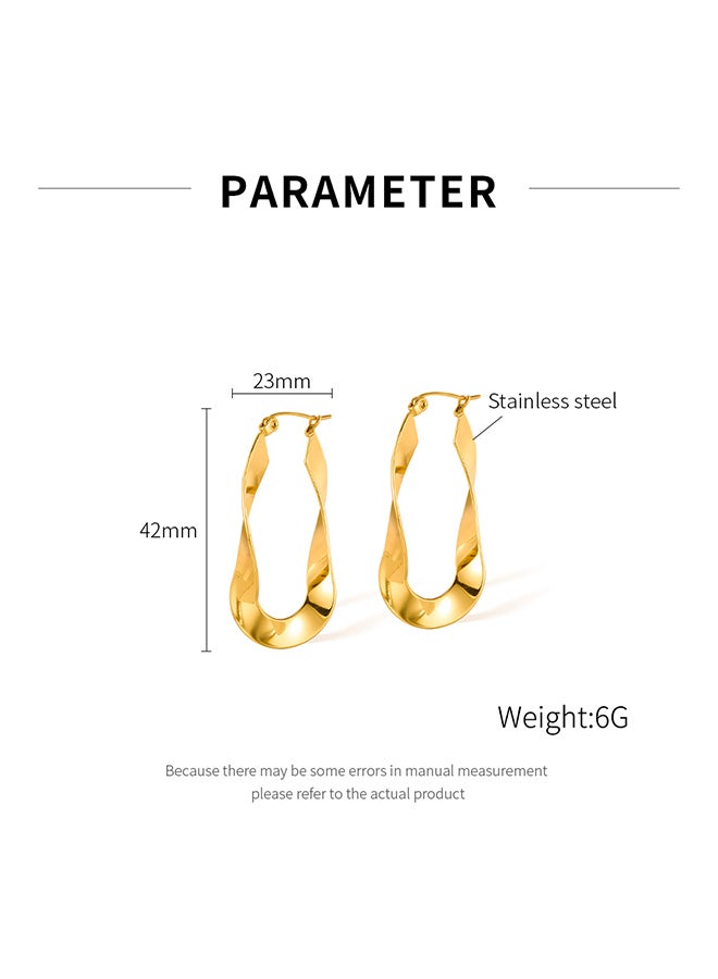 Women'S Stainless Steel Earrings, Personalized Creative Design, Geometric Gold-Plated Versatile Earrings - Image 2