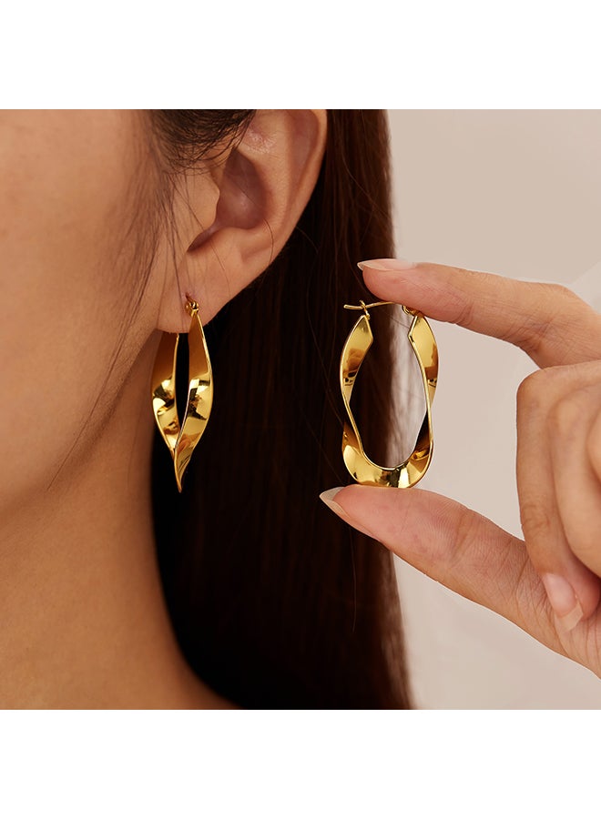 Women'S Stainless Steel Earrings, Personalized Creative Design, Geometric Gold-Plated Versatile Earrings - Image 3