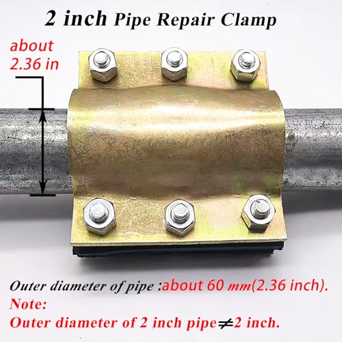 GYYGRY Water Pipe Repair Clamp,OD of The Applied Pipe is about 2.37 inch,Leak Sealer for Pipes and Plumbing,Length 4.72 inch,Suitable for PE/PPR/Steel/Iron Pipe,Bronze - Image 2