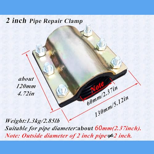 GYYGRY Water Pipe Repair Clamp,OD of The Applied Pipe is about 2.37 inch,Leak Sealer for Pipes and Plumbing,Length 4.72 inch,Suitable for PE/PPR/Steel/Iron Pipe,Bronze - Image 3